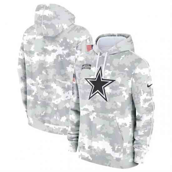 Men Dallas Cowboys 2024 Arctic Camo Salute To Service Club Fleece Pullover Stitched Hoodie